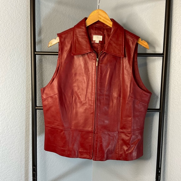 Apt. 9 Jackets & Blazers - Deep Red Lambskin Leather Jacket vest size large